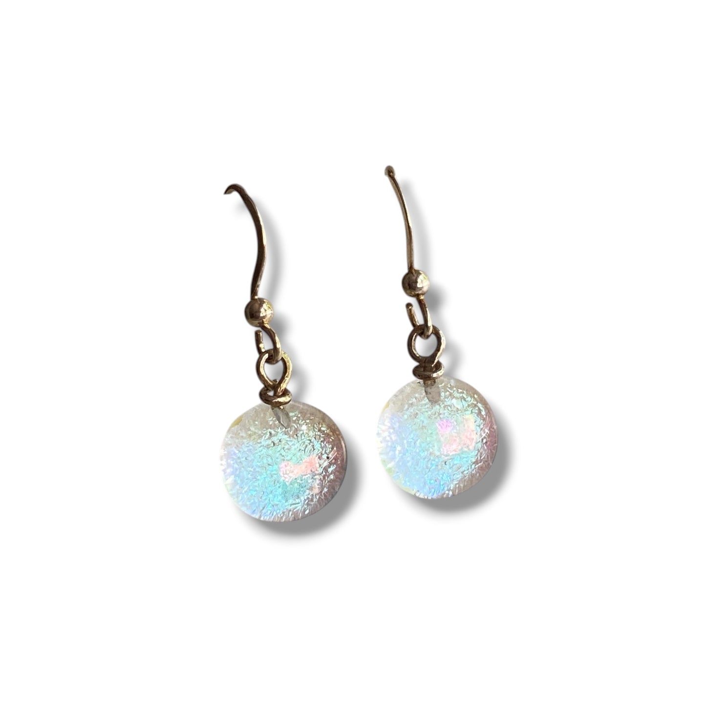 Space Ball Earrings in Blue & Green Dichroic