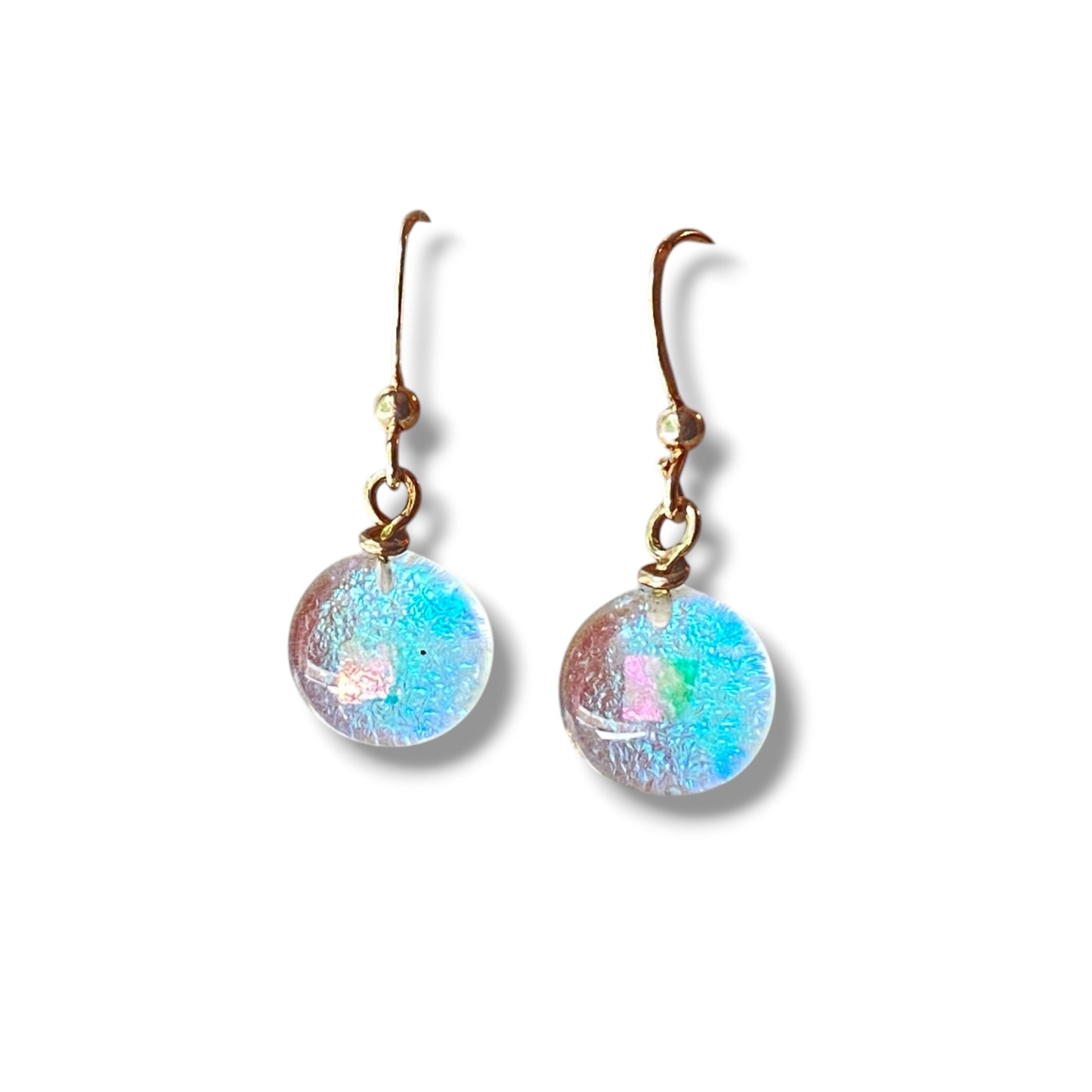 Space Ball Earrings in Blue & Green Dichroic