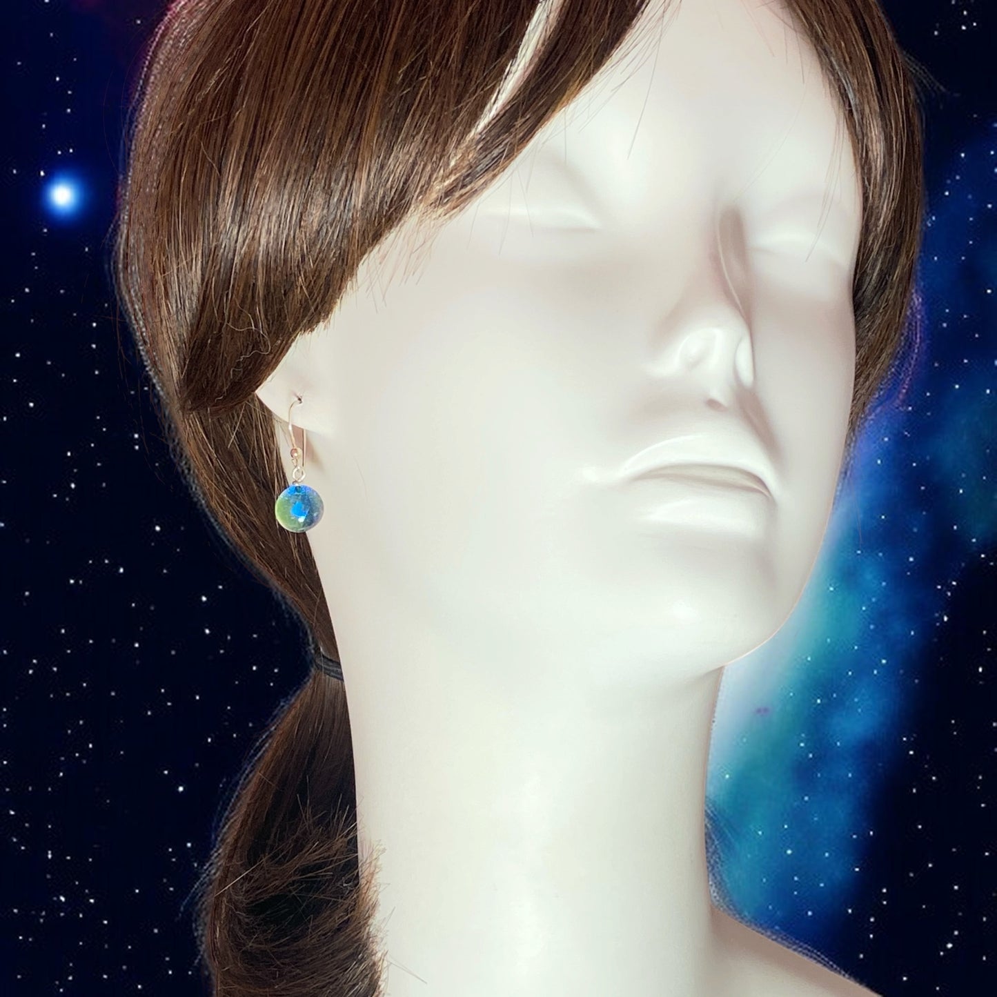Space Ball Earrings in Navy Blue