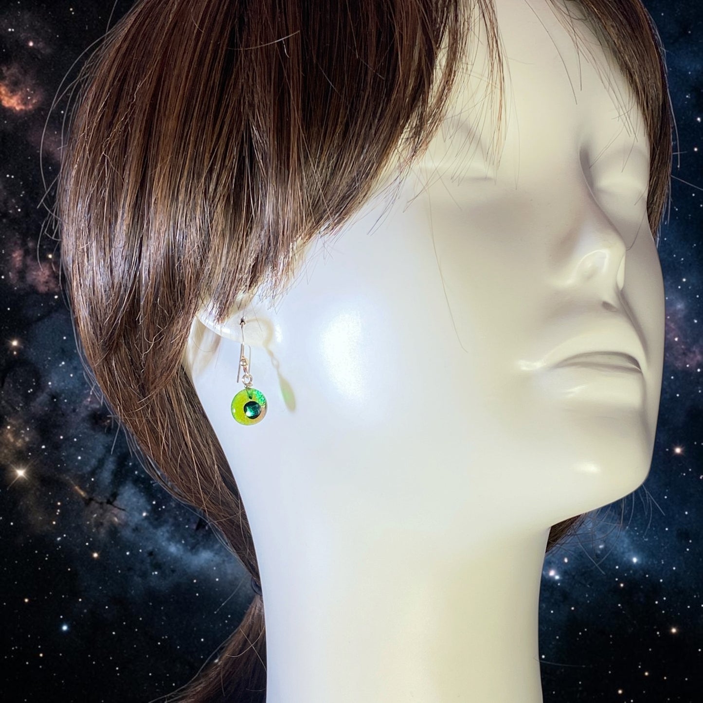 Space Ball Earrings in Grass Green