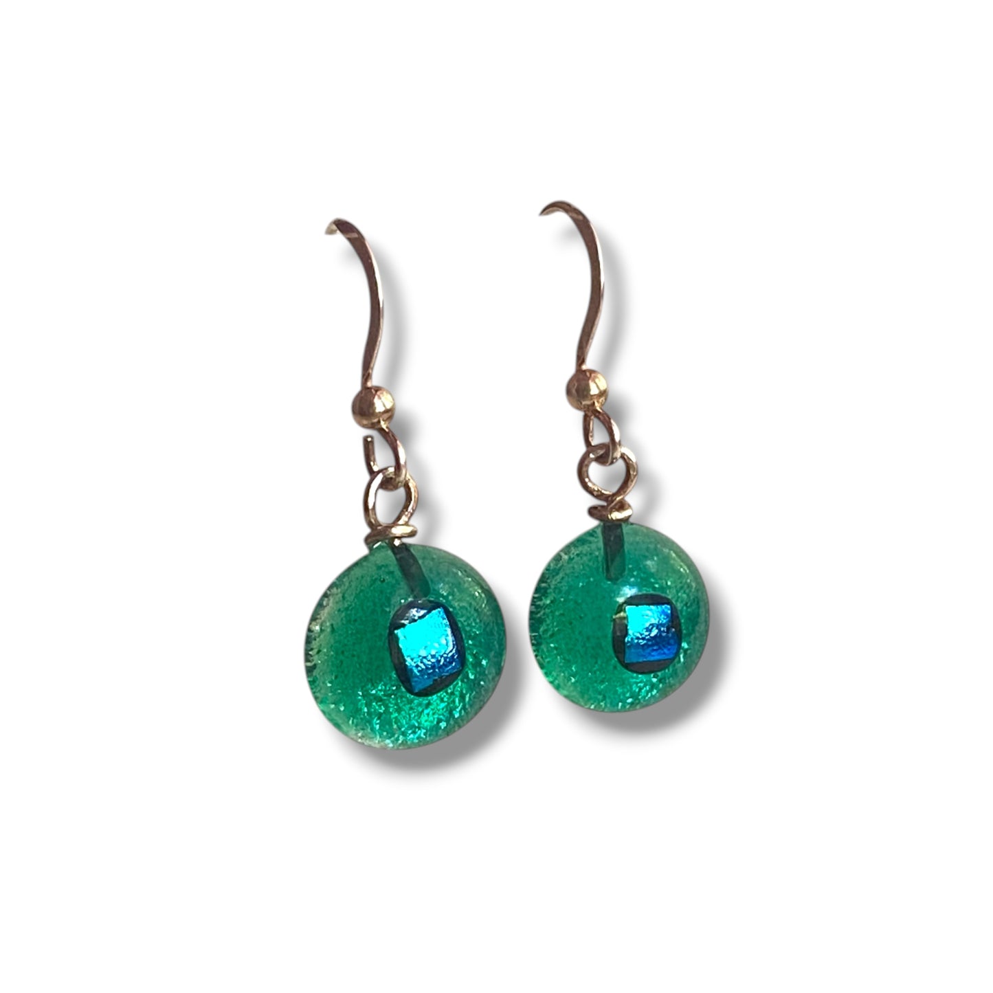 Space Ball Earrings in Teal Green