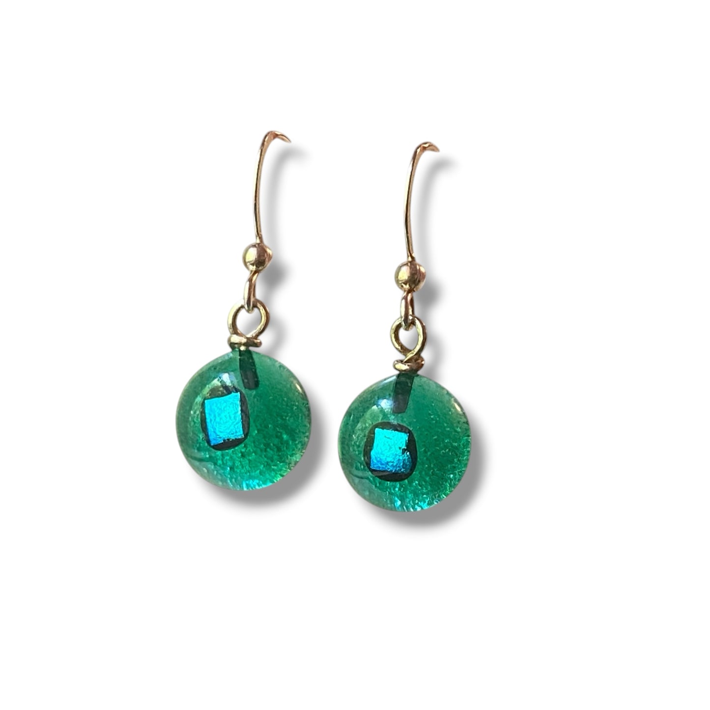 Space Ball Earrings in Teal Green