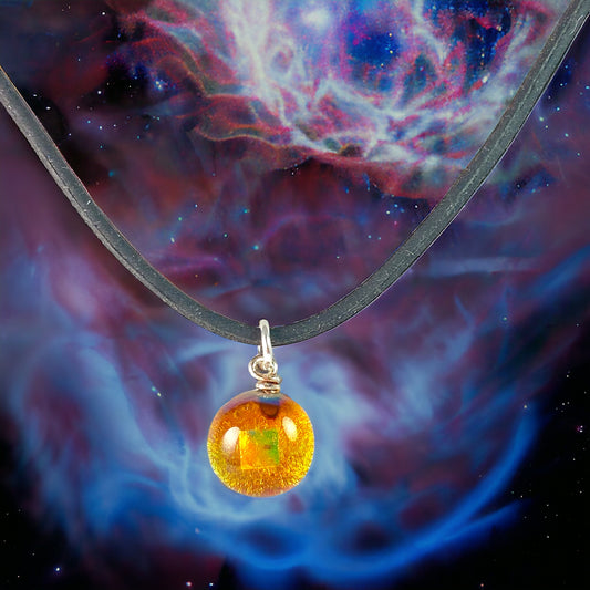 Space Ball Necklace in Amber
