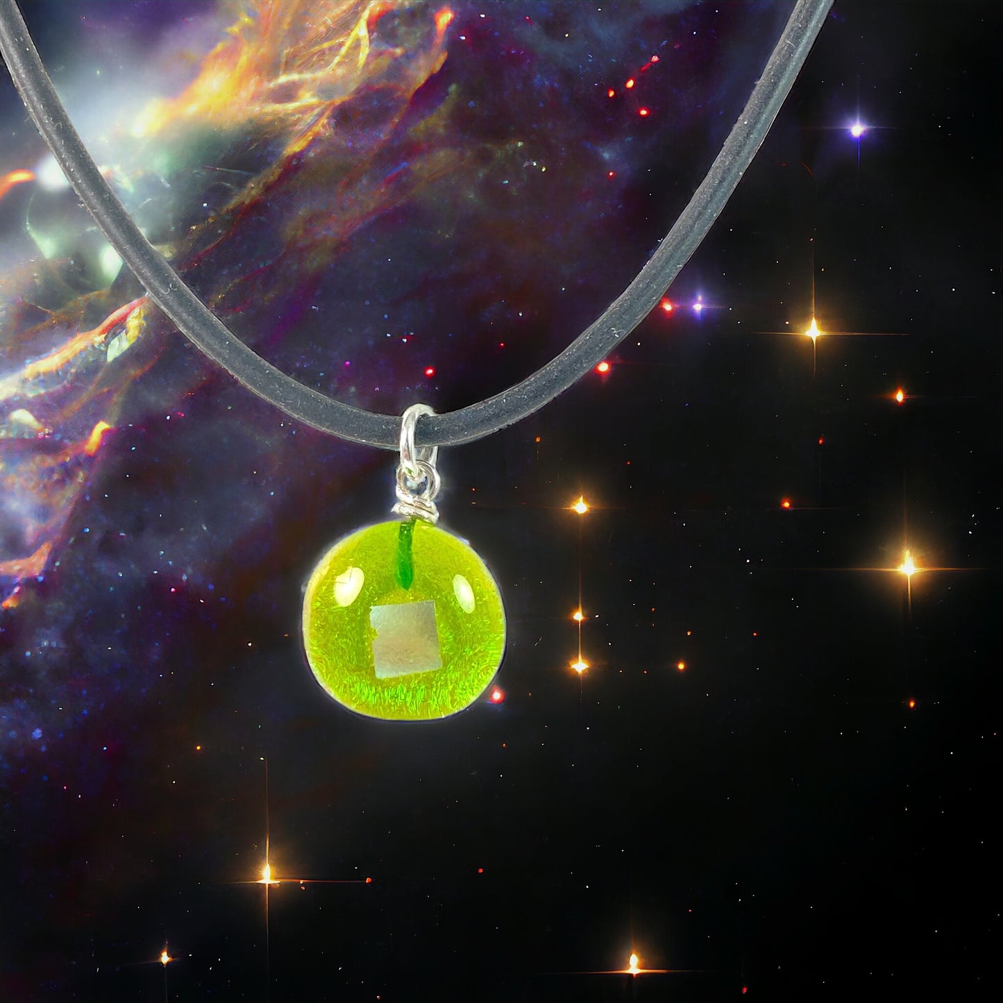 Space Ball Necklace in Citron Green