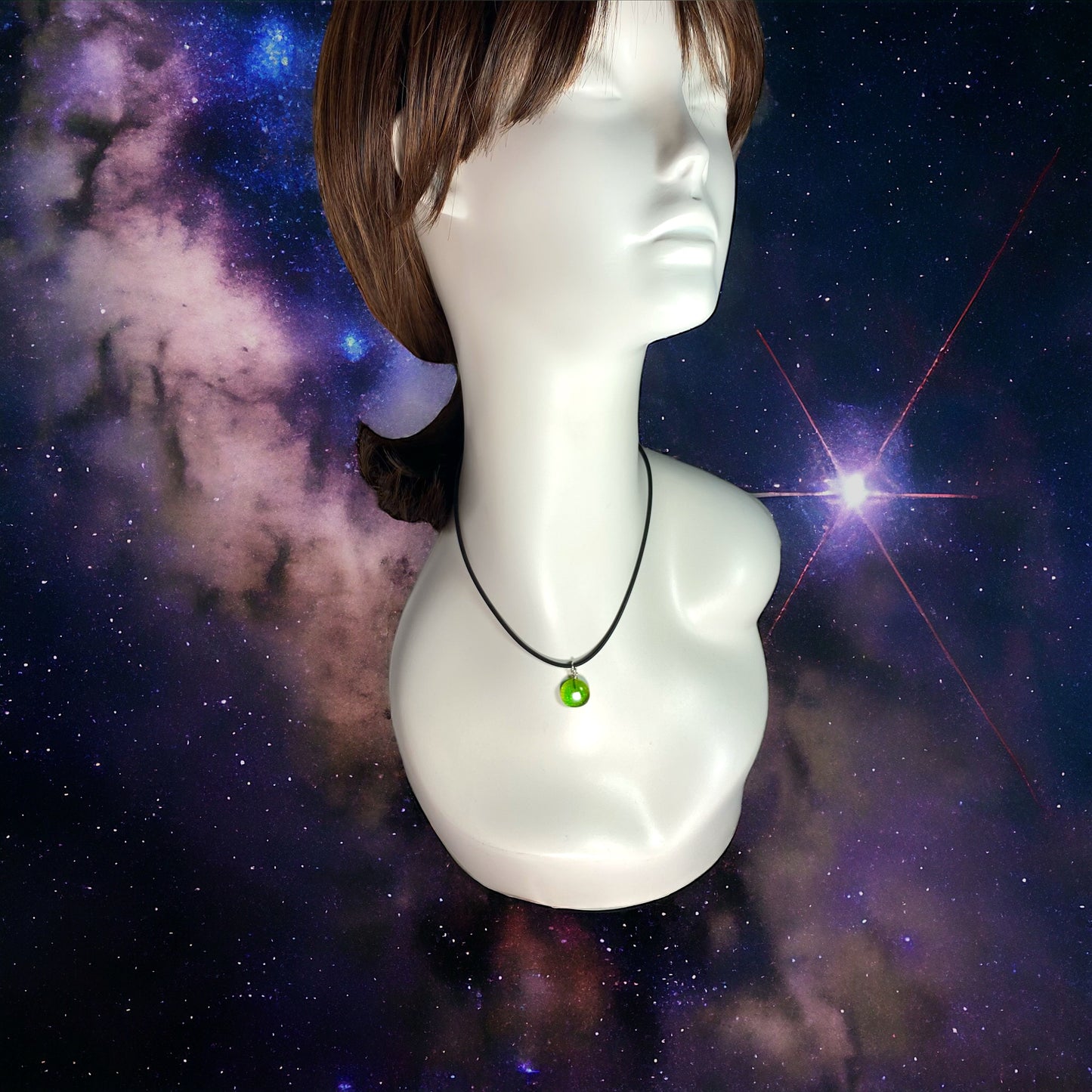Space Ball Necklace in Citron Green