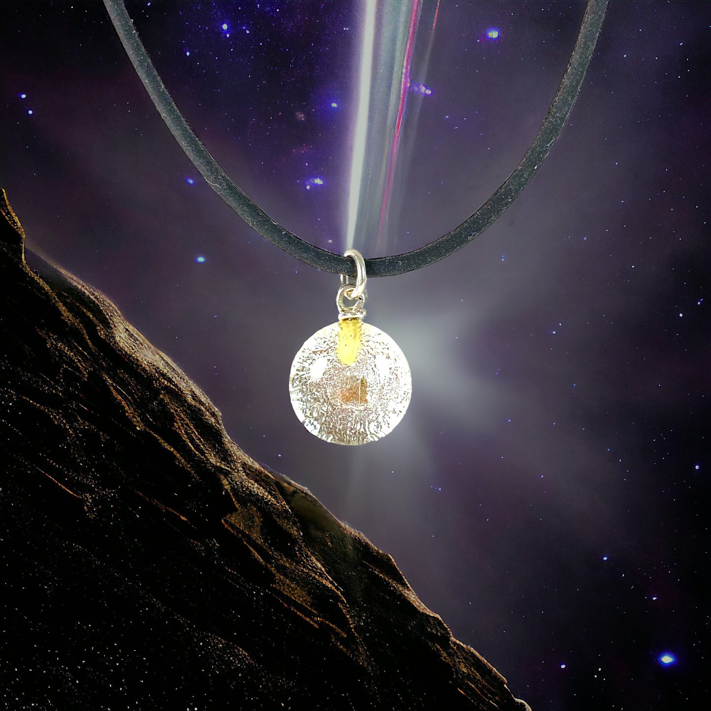 Space Ball Necklace in Clear Silver