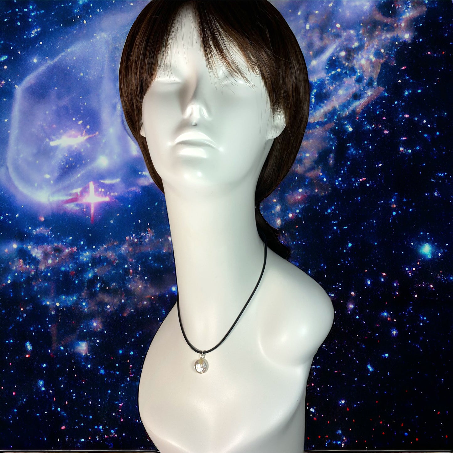 Space Ball Necklace in Clear Silver