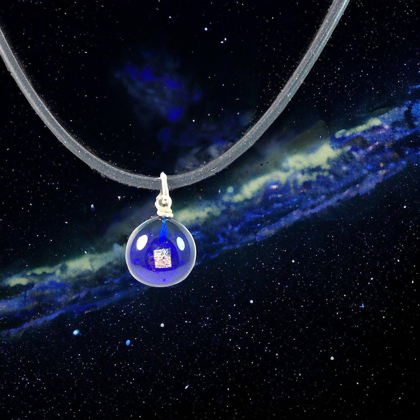Space Ball Necklace in Cobalt Blue