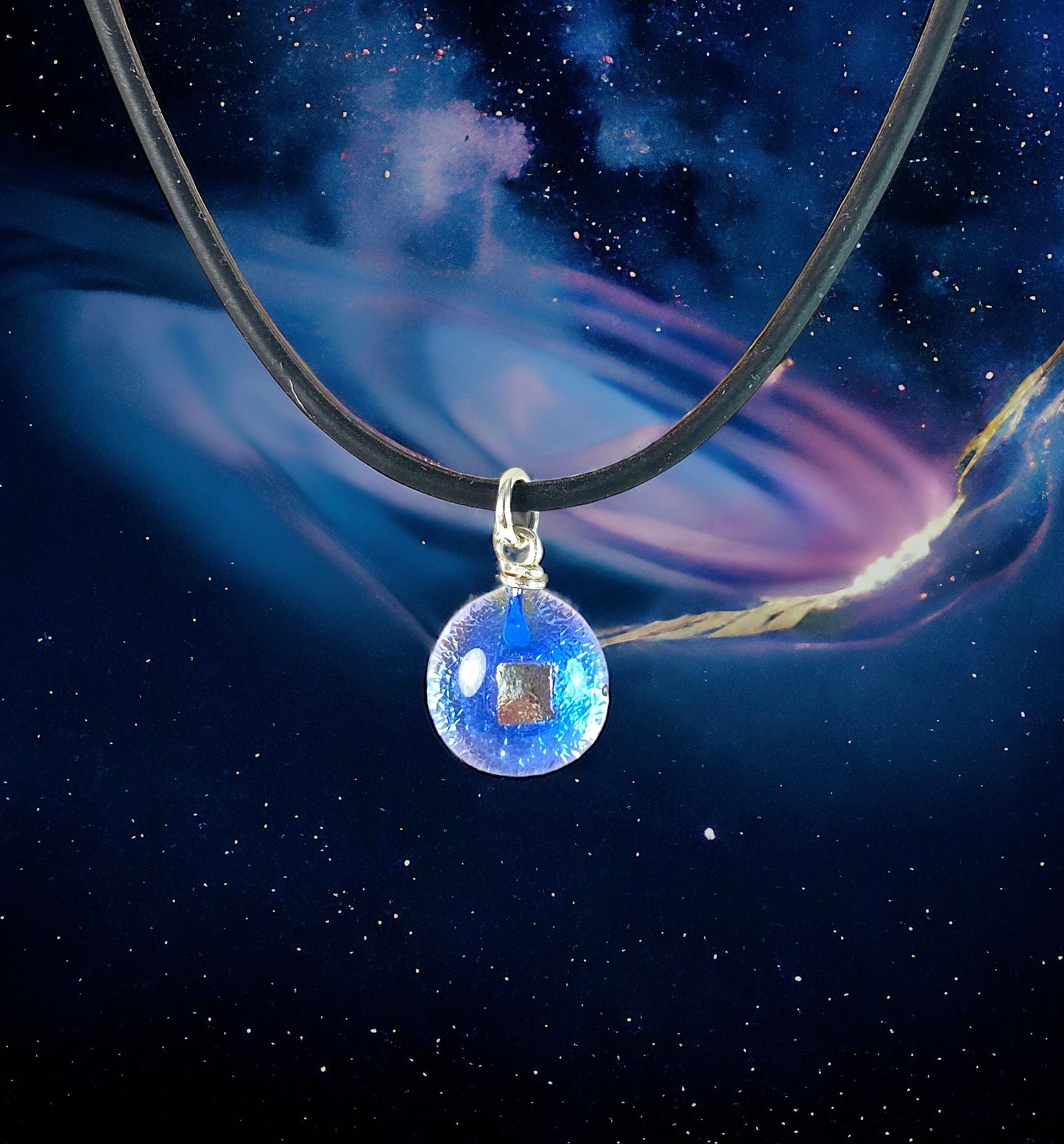 Space Ball Necklace in Sapphire Blue