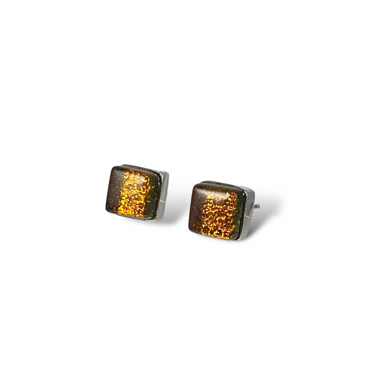 Square Post Earrings in Amber