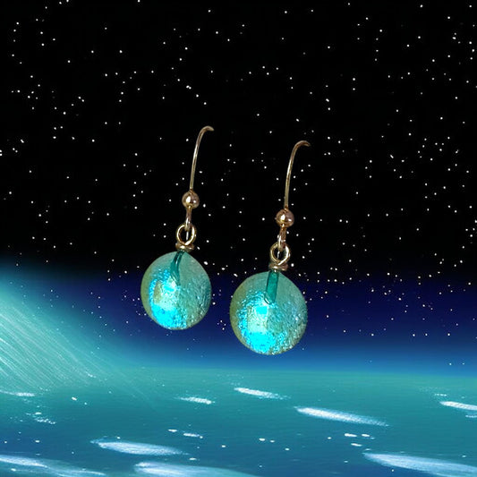 Space Ball Earrings in Aqua Blue