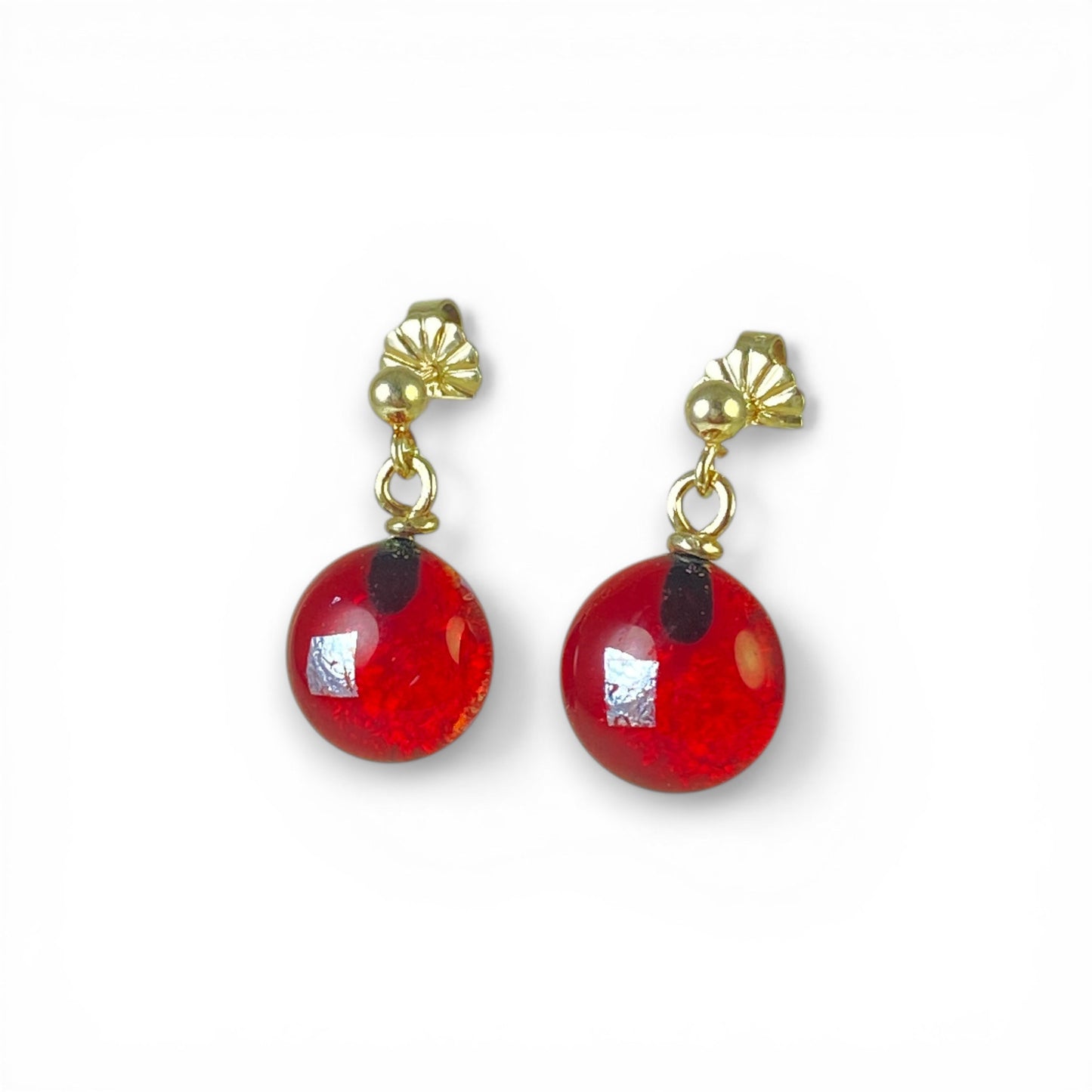 Post Space Ball Earrings in Cherry