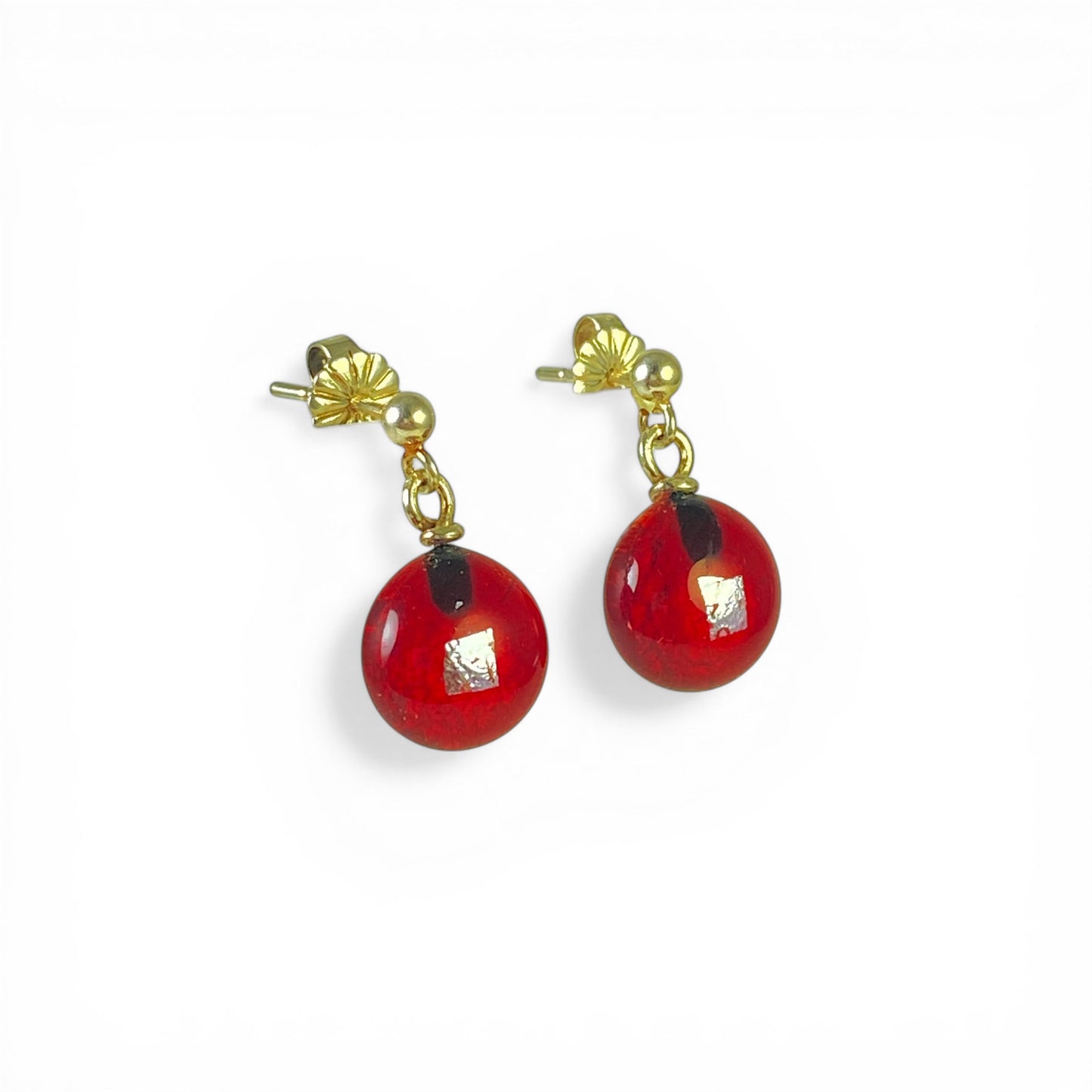 Post Space Ball Earrings in Cherry