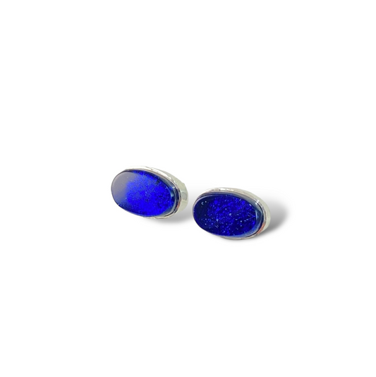 Oval Post Earrings in Cobalt