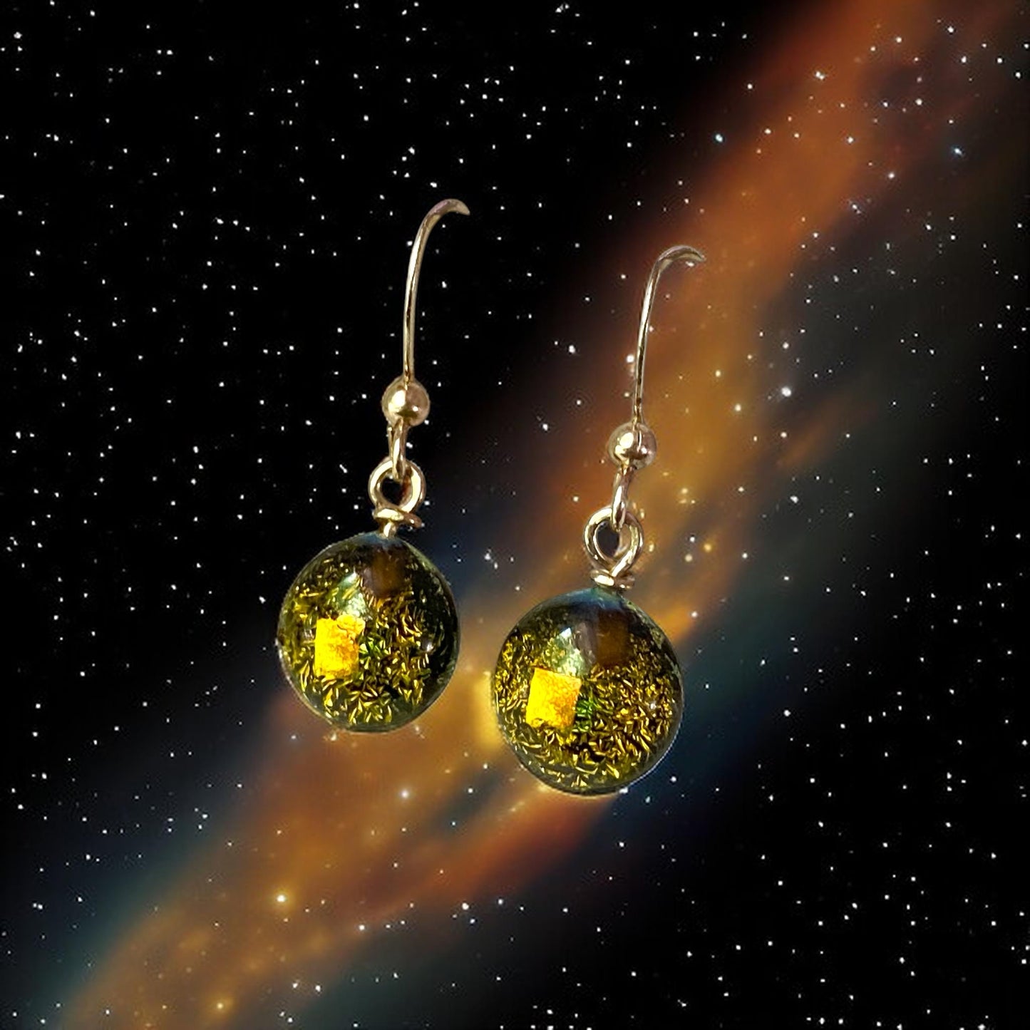 Space Ball Earrings in Copper