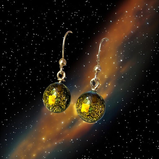 Space Ball Earrings in Copper