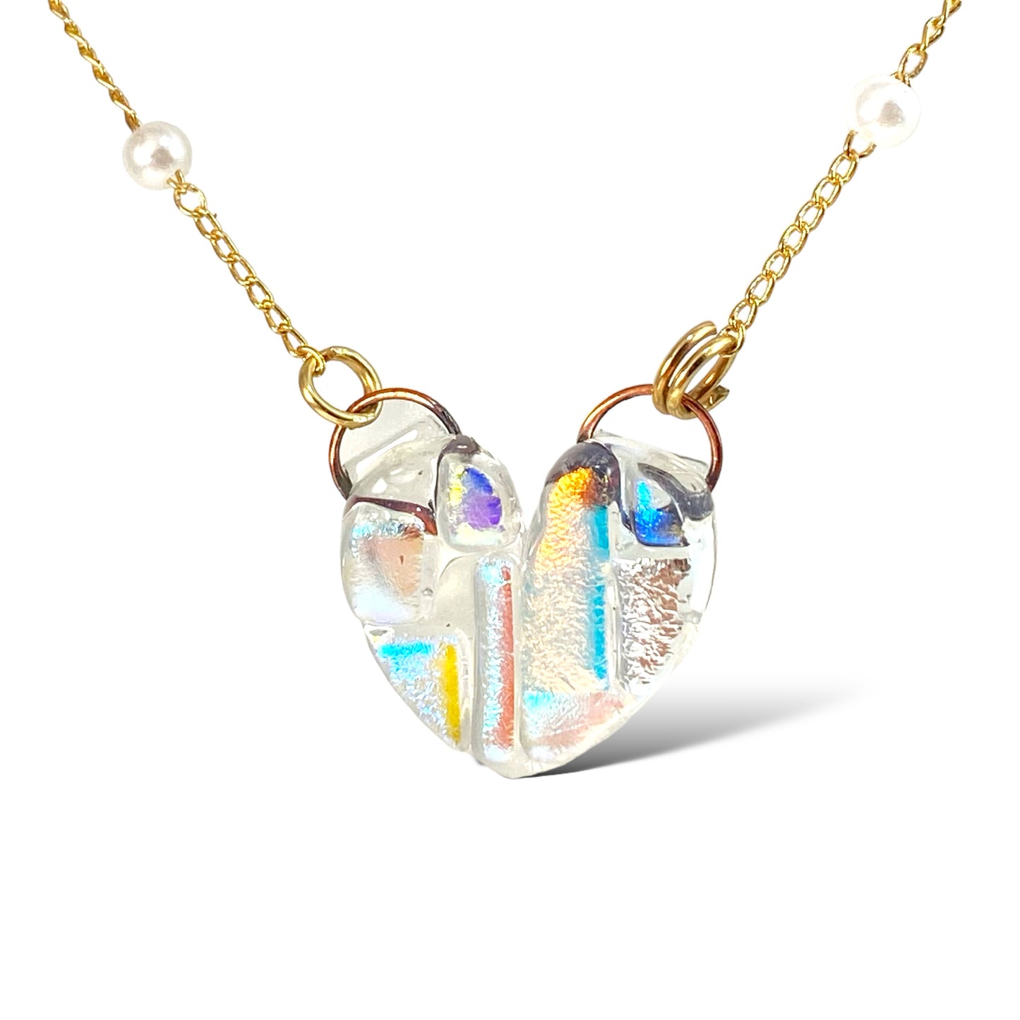Dichroic Glass Heart Necklace (a)