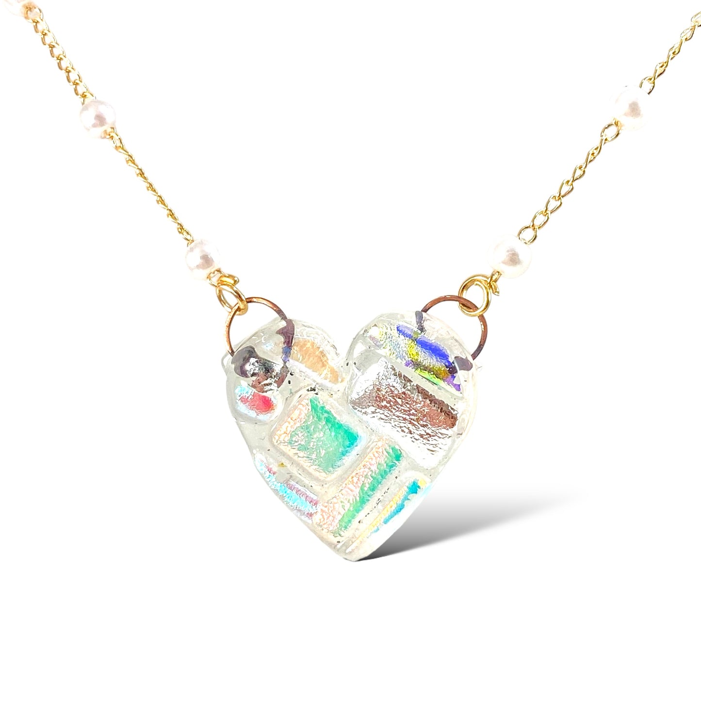 Dichroic Glass Heart Necklace (e)