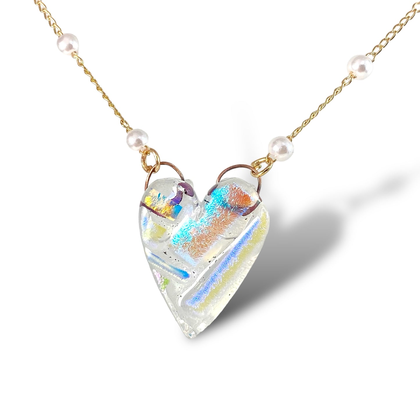 Dichroic Glass Heart Necklace (f)