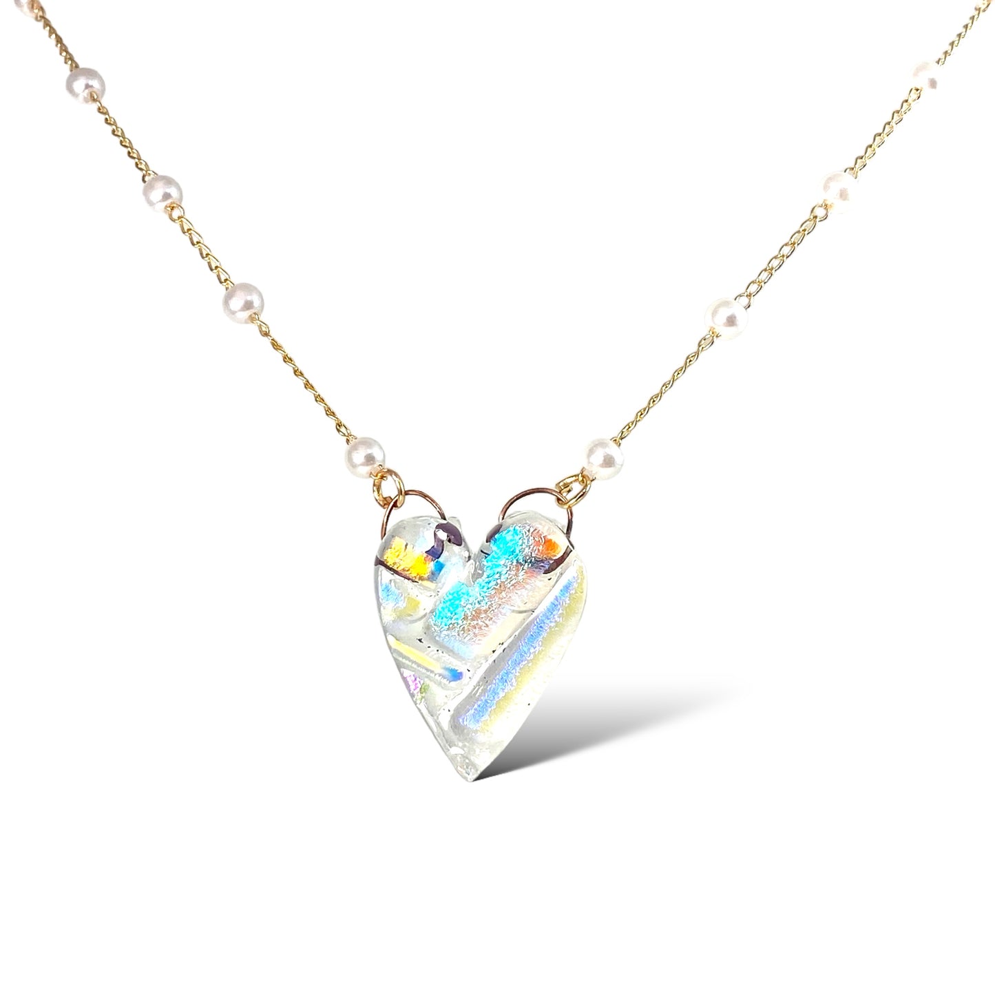 Dichroic Glass Heart Necklace (f)