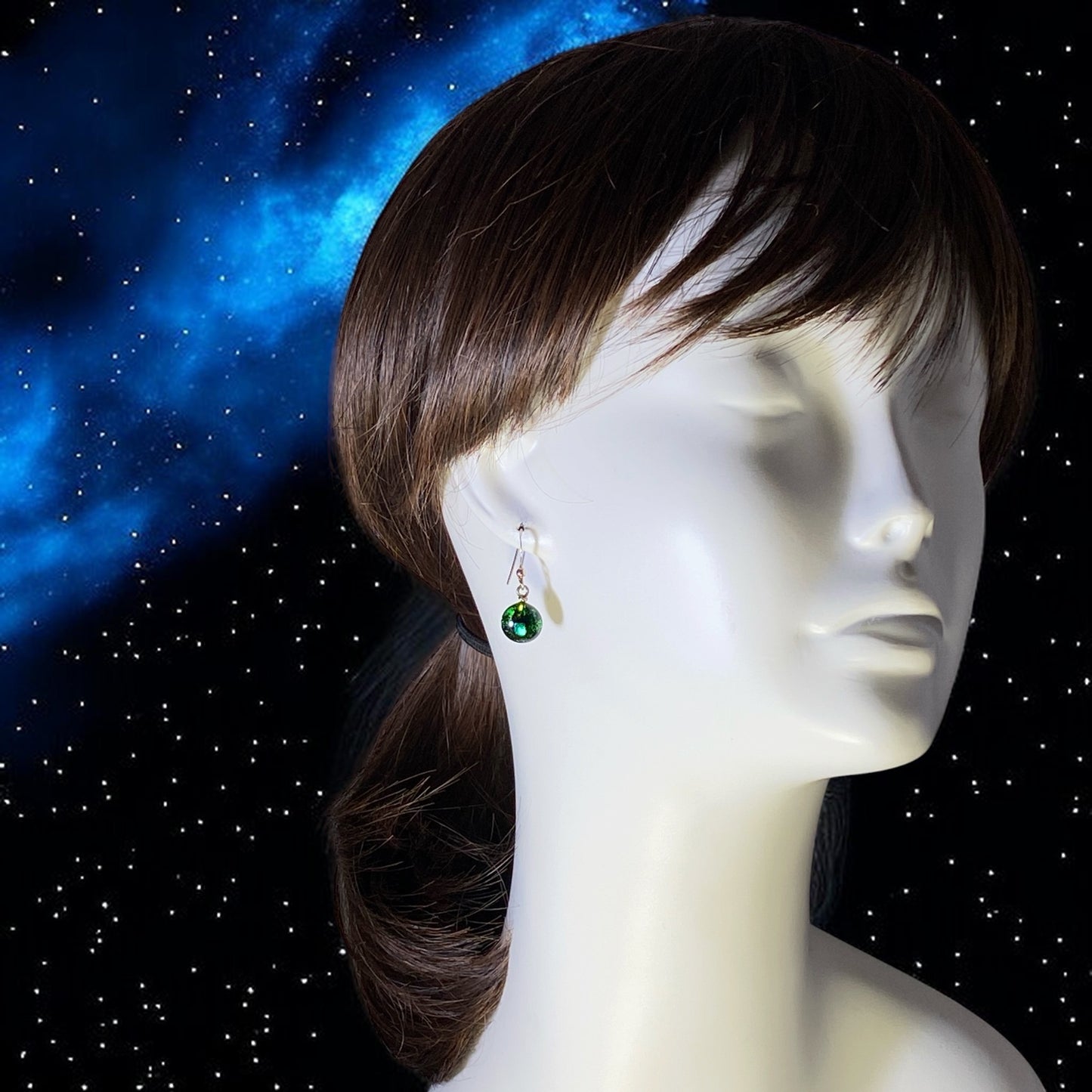 Space Ball Earrings in Emerald