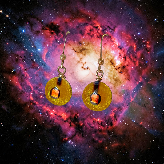 Space Ball Earrings in Green Gold