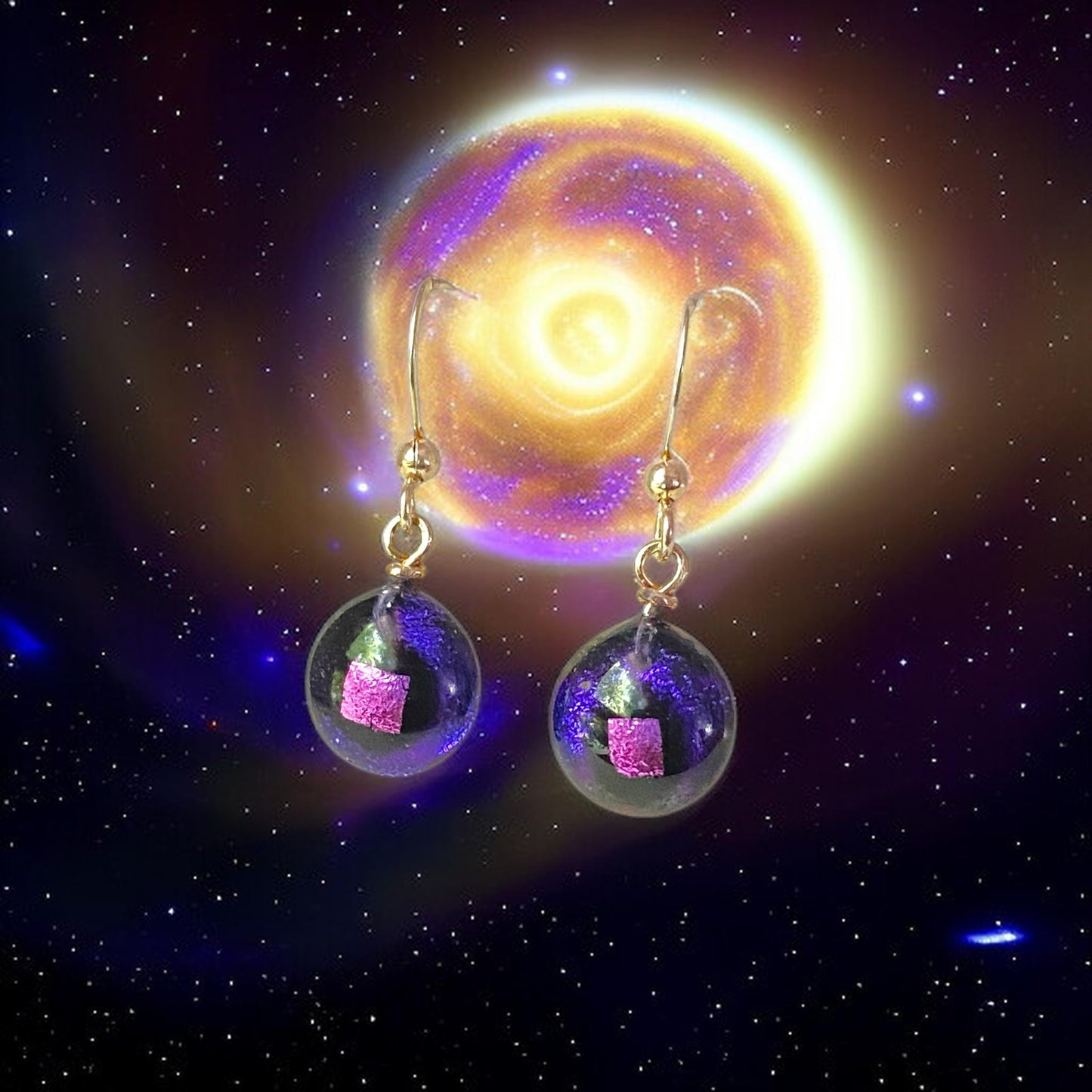 Space Ball Earrings in Grape Purple