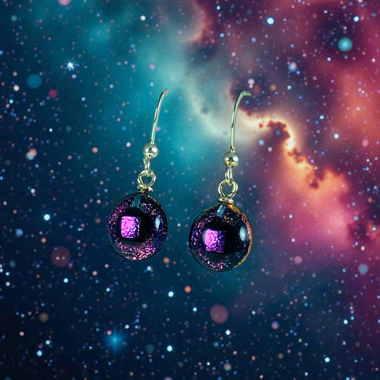 Space Ball Earrings in Plum