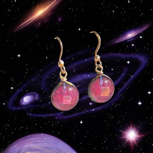 Space Ball Earrings in Maroon