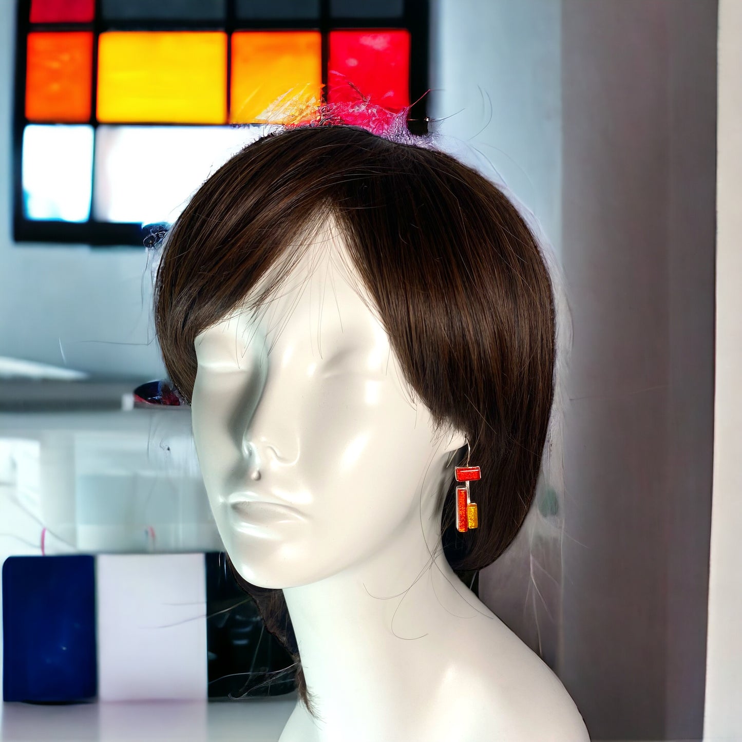 MCM Textile Earrings in Sangria, Tangerine & Lemon