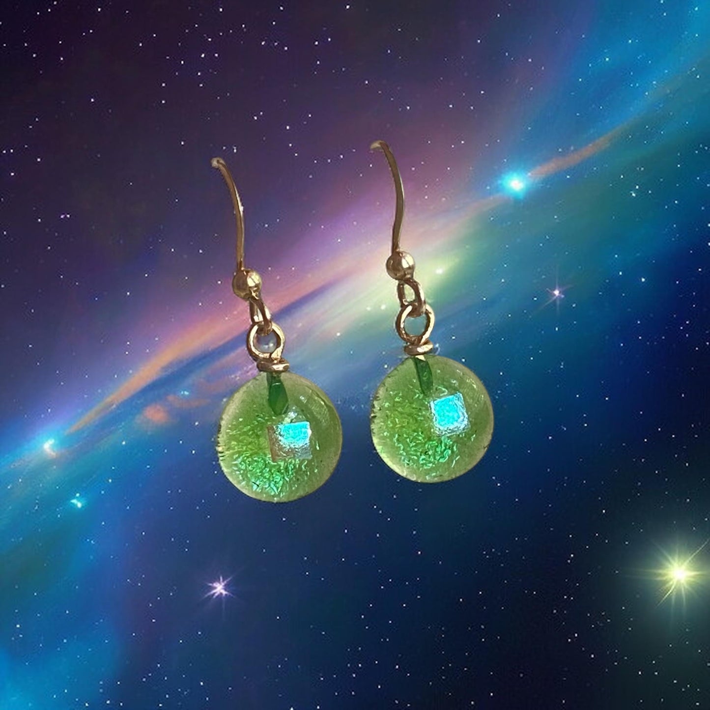 Space Ball Earrings in Mint Green
