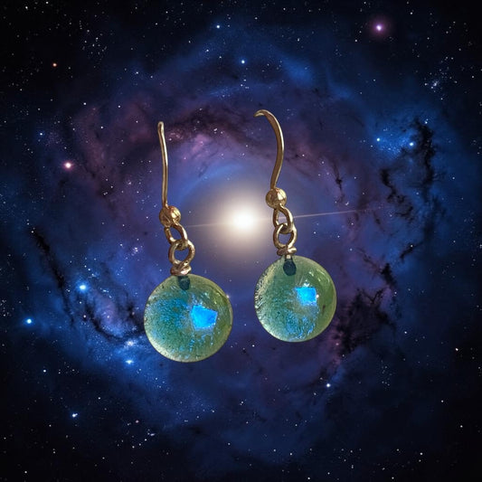 Space Ball Earrings in Navy Blue