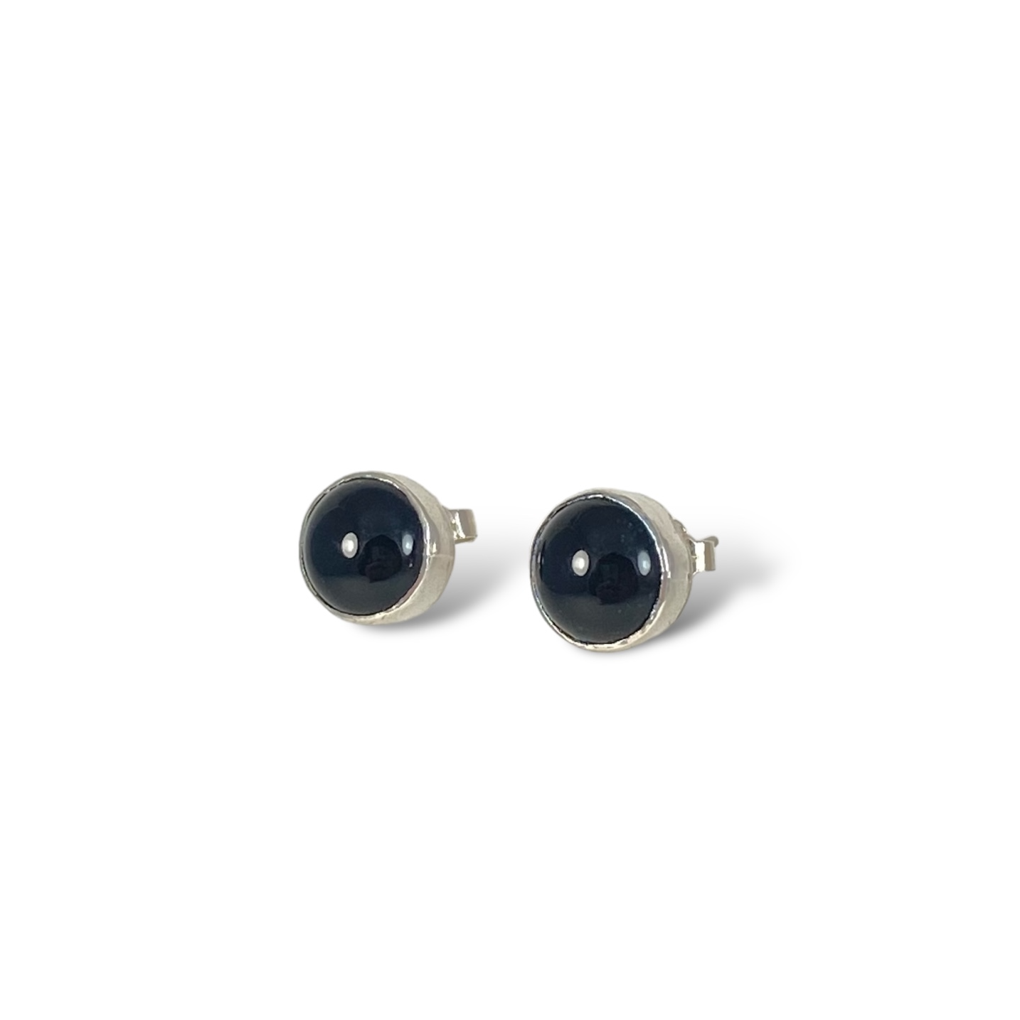 Circle Post Earrings in Black