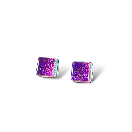 Square Post Earrings in Plum