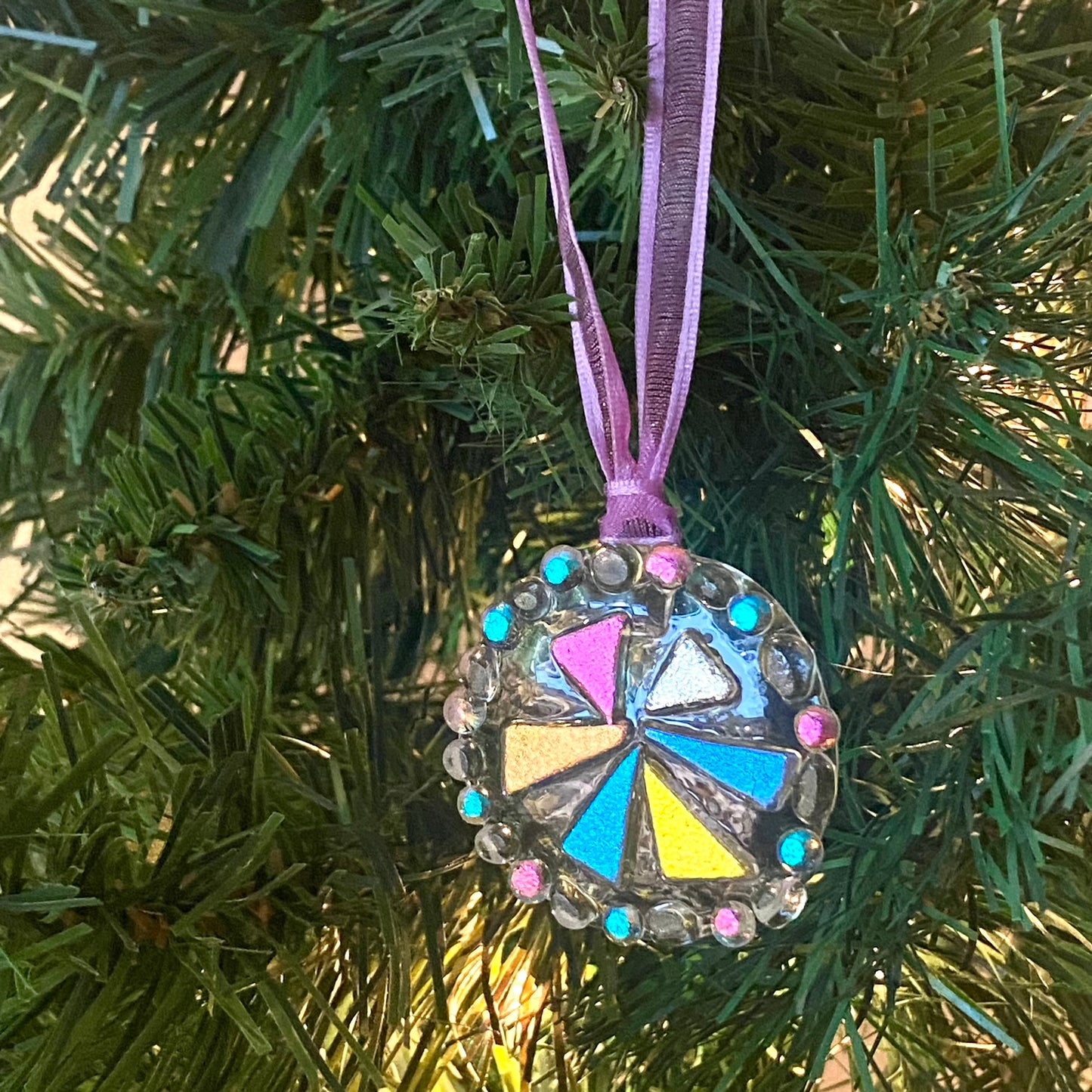 Pinwheel Dichroic Circle Ornament