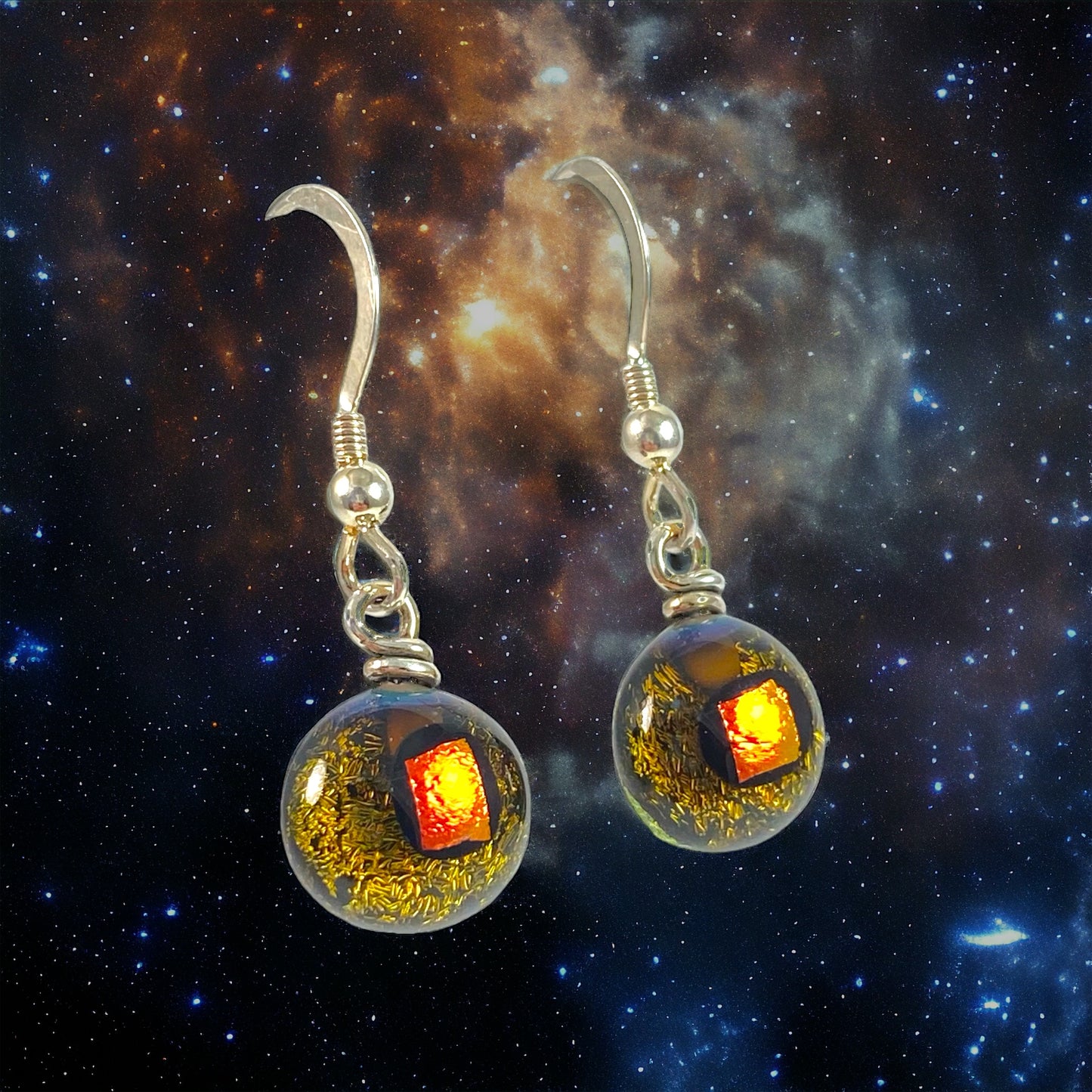 Space Ball Earrings in Brass