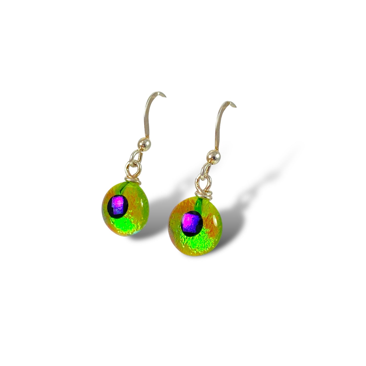 Space Ball Earrings in Citron Green
