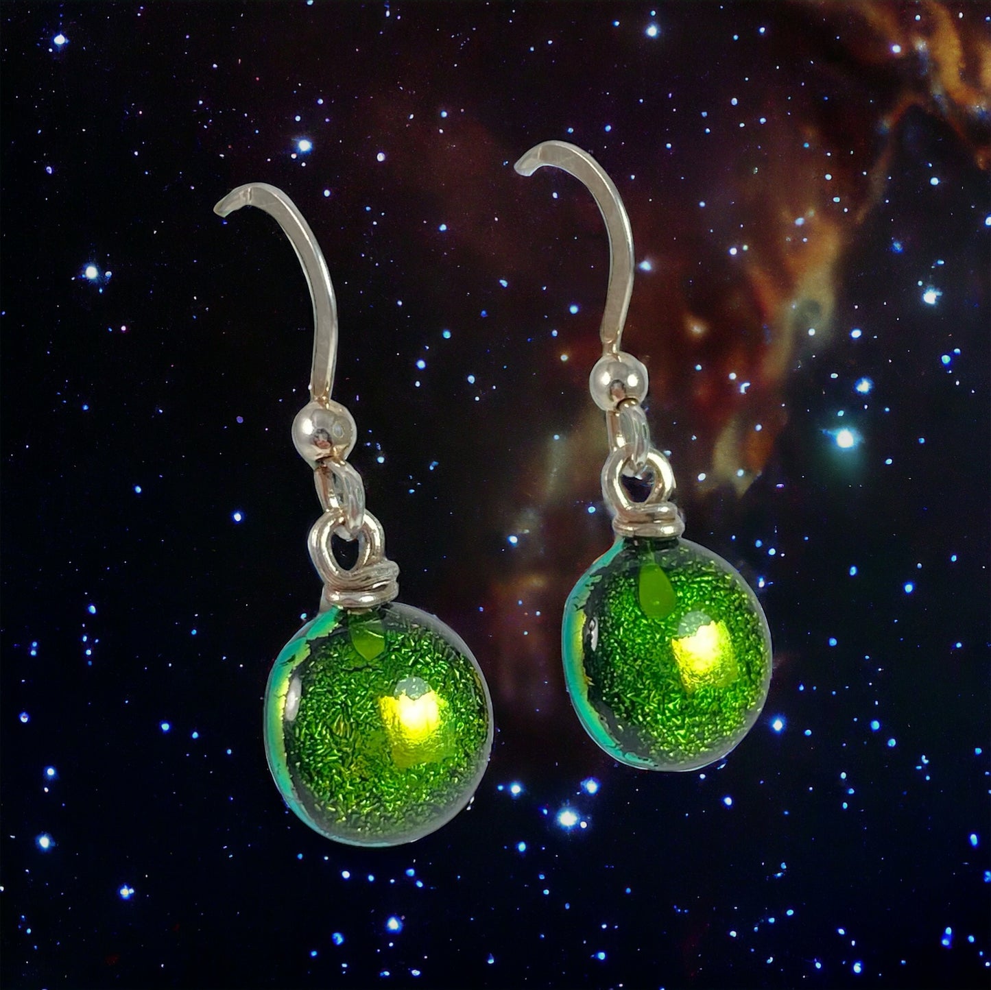 Space Ball Earrings in Forest