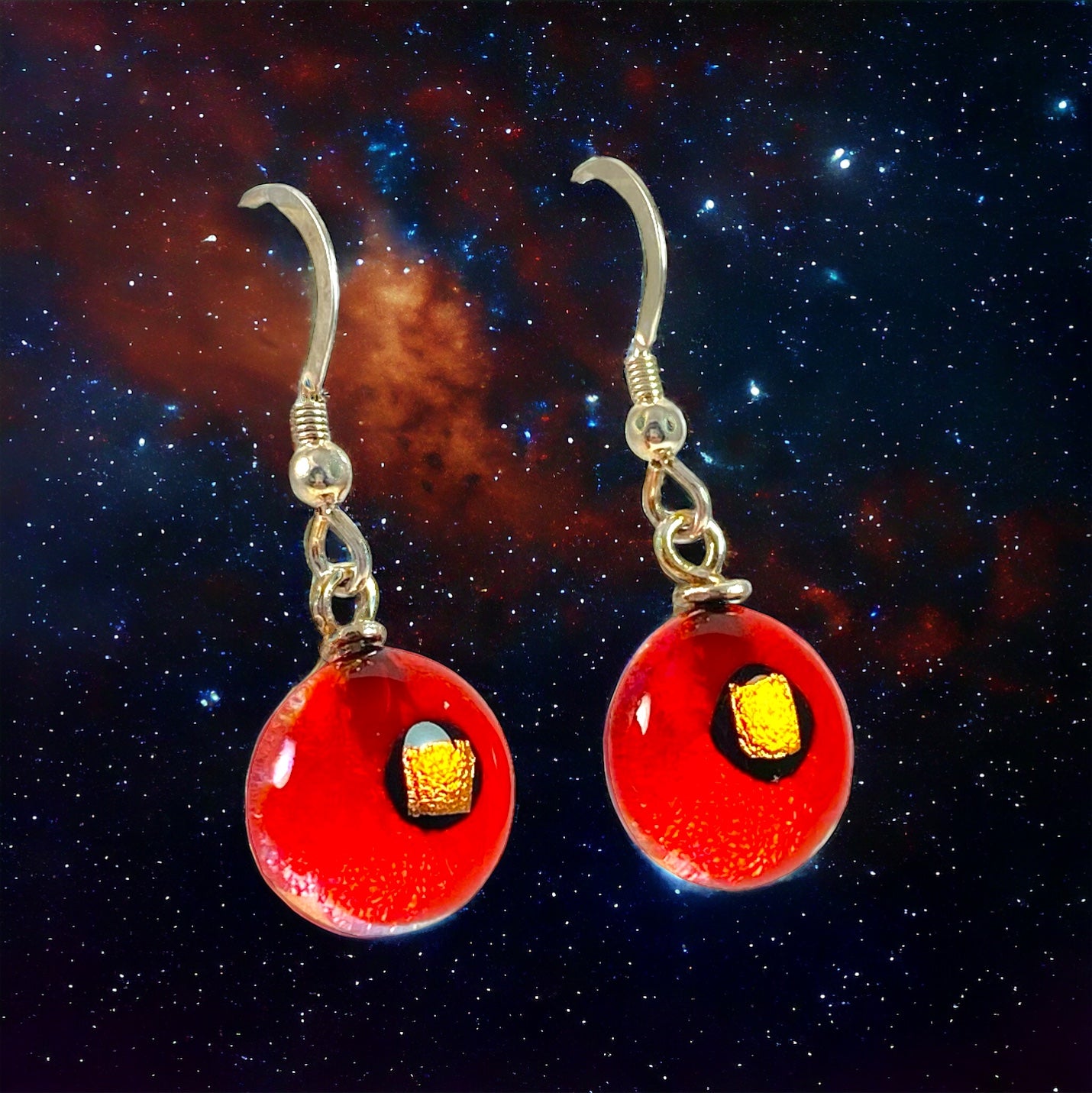 Space Ball Earrings in Sangria Orange