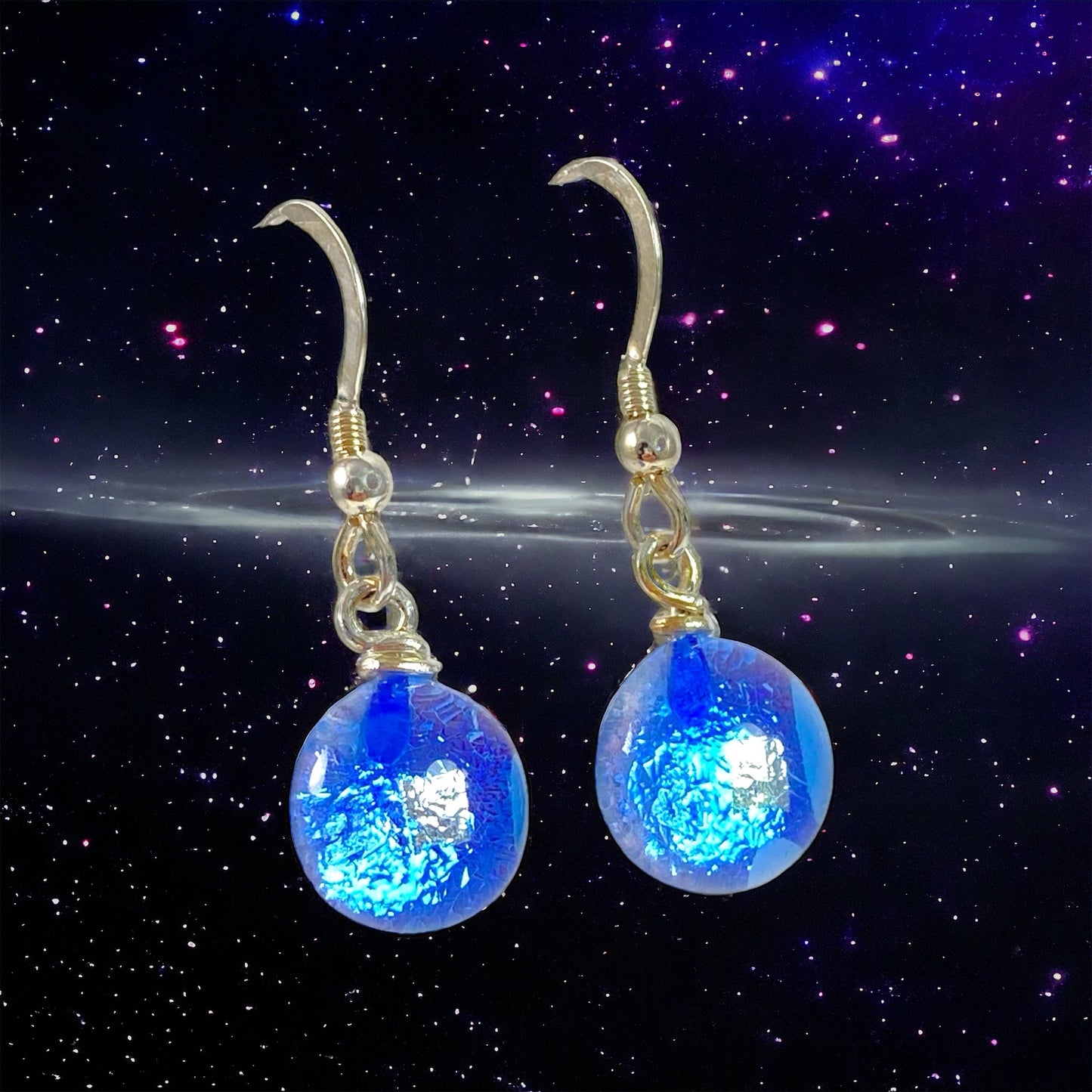 Space Ball Earrings in Sapphire Blue