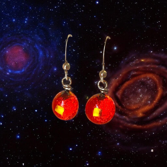 Space Ball Earrings in Sangria Orange