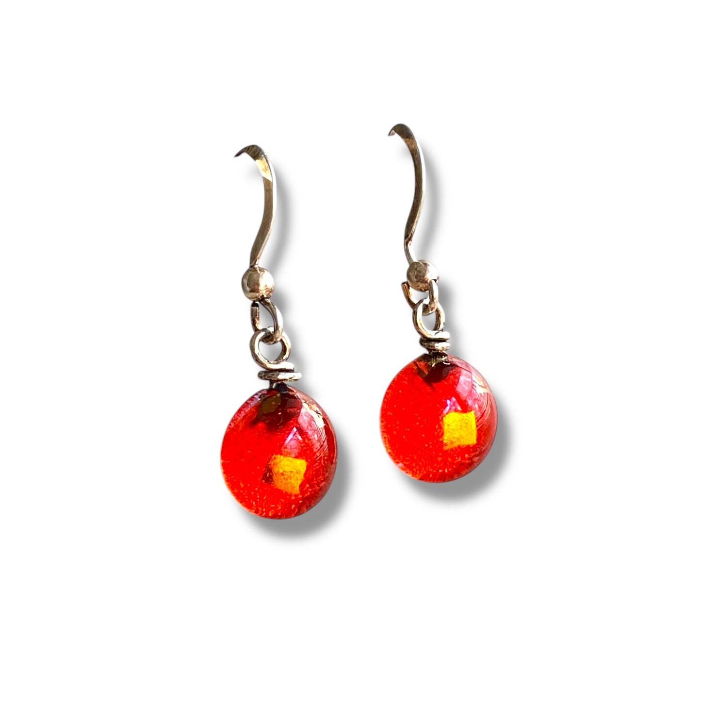 Space Ball Earrings in Sangria Orange
