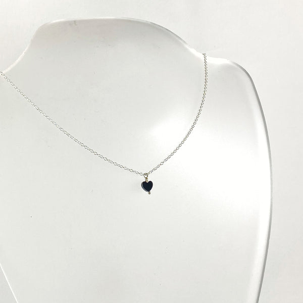 Tiny Black Onyx Heart Necklace