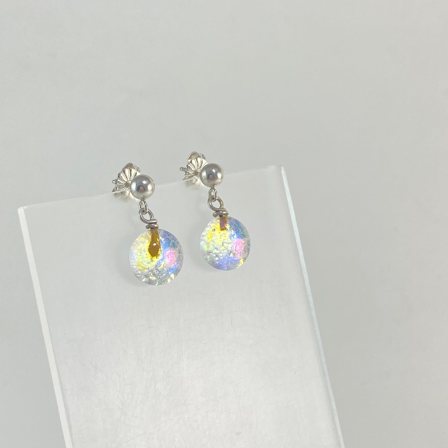 Space Ball Earrings in Double Dichroic