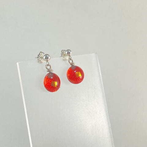Space Ball Earrings in Sangria Orange