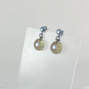 Oxidized Post Space Ball Earrings in Taupe