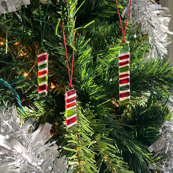 Three (3) Striped Rectangle Ornaments