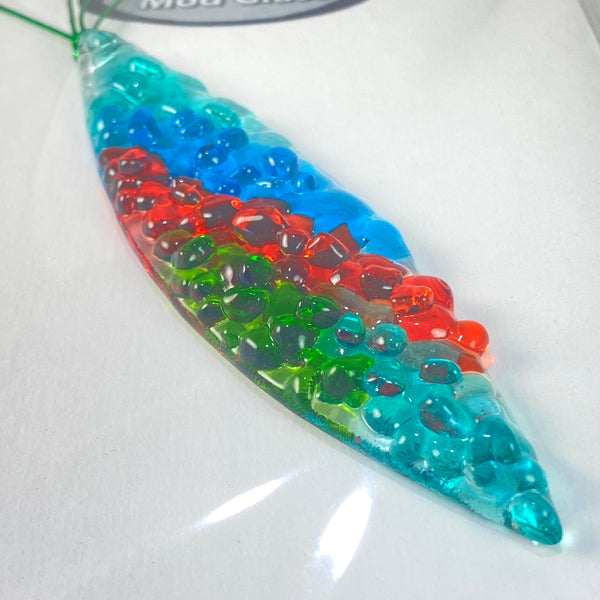 Marquise Ornament in Aqua, Citron, Orange and Turquoise