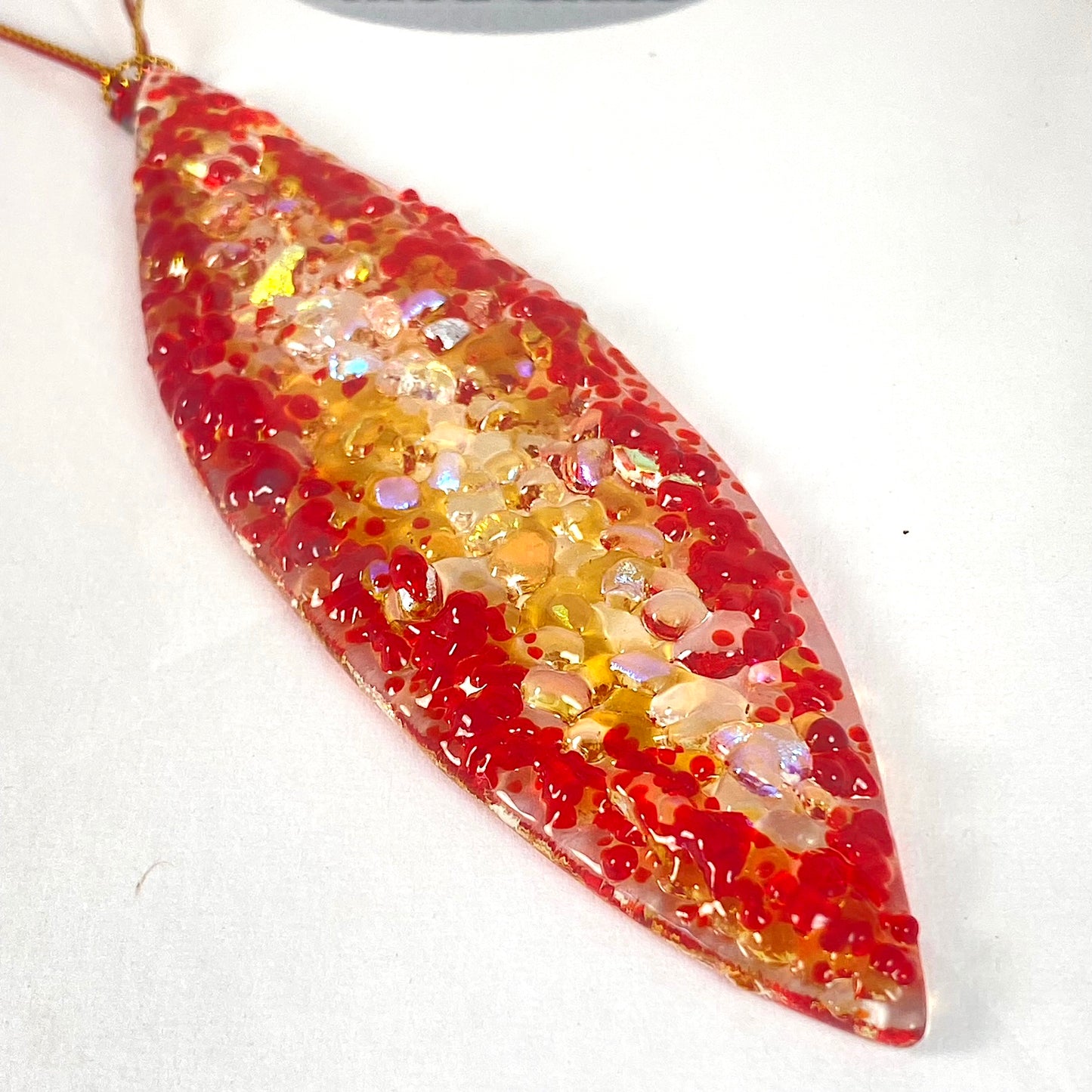 Marquise Ornament in Red and Gold