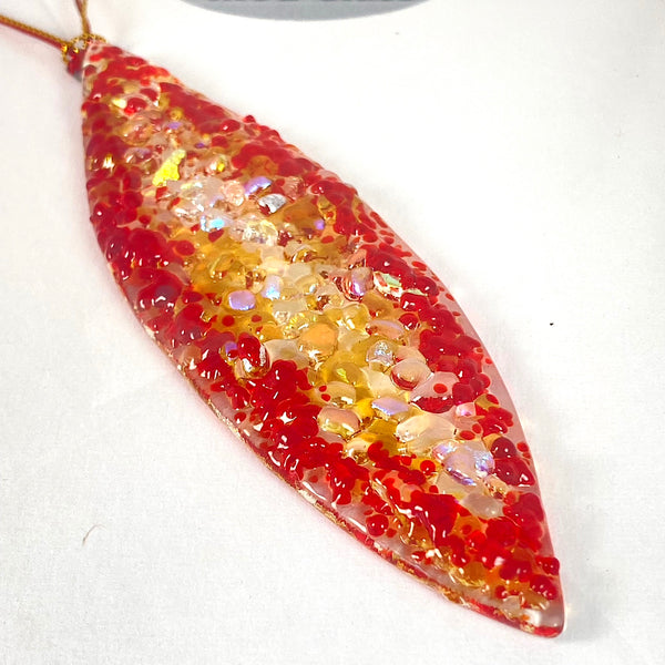 Marquise Ornament in Red and Gold